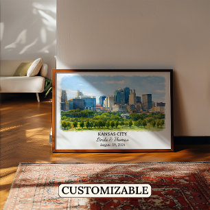 Kansas City Kansas Poster, Watercolor, Custom Poster