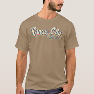 Kansas City Kansas Retro Vintage 70s rainbow T-Shirt