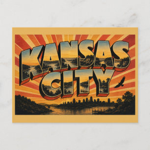 Kansas City Kansas River Bluffs Lakes Art Postcard