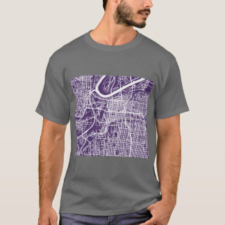 Kansas City Map Dark Purple Oversized T-Shirt