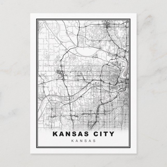 Kansas City Map Holiday Postcard (Front)