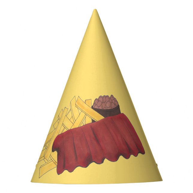 Kansas City Memphis BBQ Barbecue Spare Ribs Foodie Party Hat (Front)