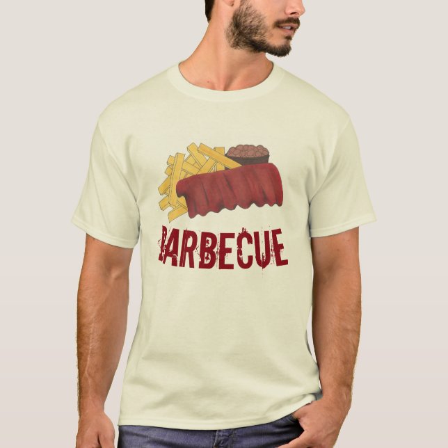 Kansas City Memphis BBQ Barbecue Spare Ribs Foodie T-Shirt (Front)