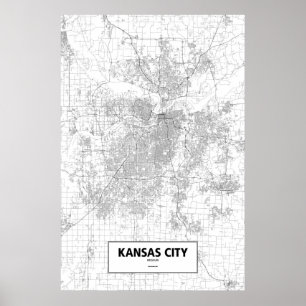 Kansas City, Missouri (black on white) Poster