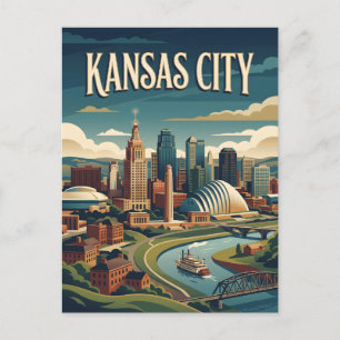 Kansas City Missouri River Retro Vintage Poster Postcard