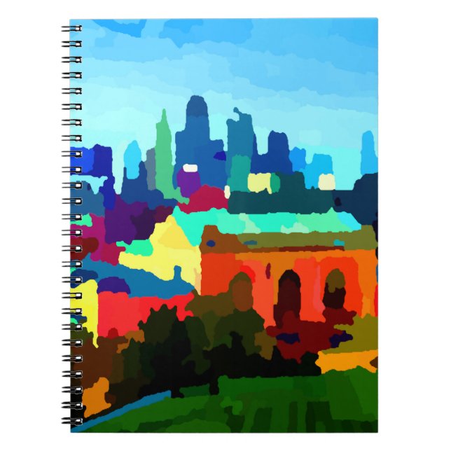 Kansas City Missouri Skyline by Jon Baran Notebook (Front)