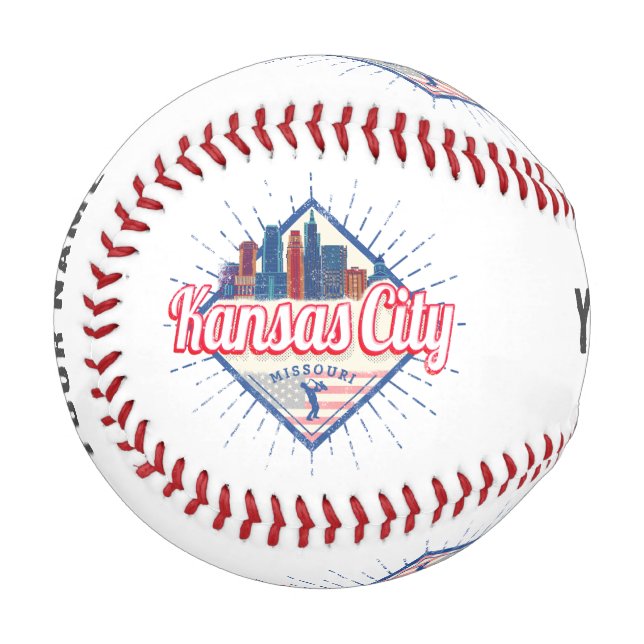 Kansas City Missouri United States Skyline Vintage Baseball (Front Left)