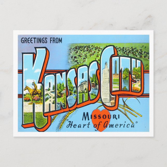 Kansas City, Missouri Vintage Big Letters Postcard (Front)
