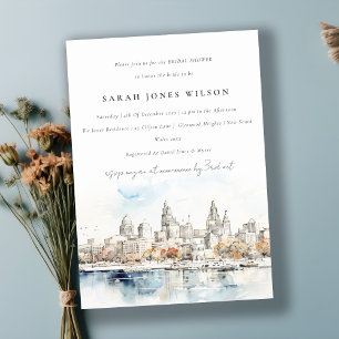 Kansas City Missouri Watercolor Bridal Shower Invitation