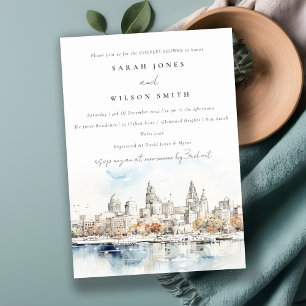 Kansas City Missouri Watercolor Couples Shower Invitation