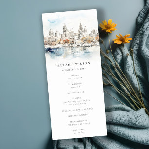Kansas City Missouri Watercolor Wedding Program Invitation