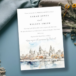 Kansas City Missouri Watercolor Wedding Shower Invitation