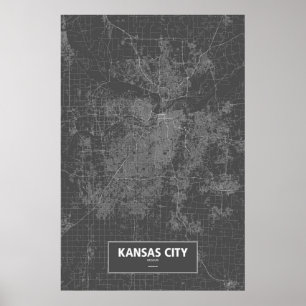 Kansas City, Missouri (white on black) Poster