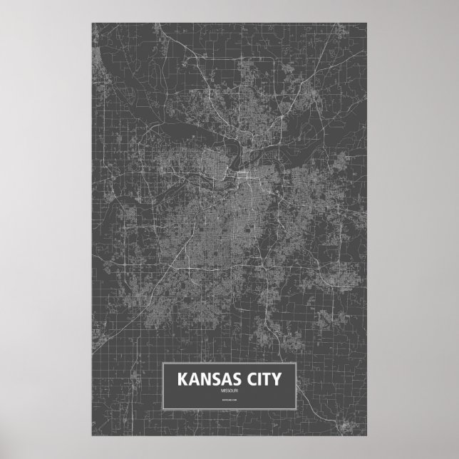 Kansas City, Missouri (white on black) Poster (Front)