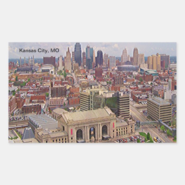 Kansas City, MO Skyline Memorial Liberty Area Rectangular Sticker (Front)