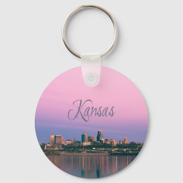 Kansas City Sky Line Sunset Key Ring (Front)