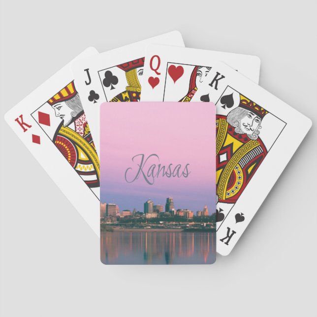 Kansas City Sky Line Sunset Playing Cards (Back)