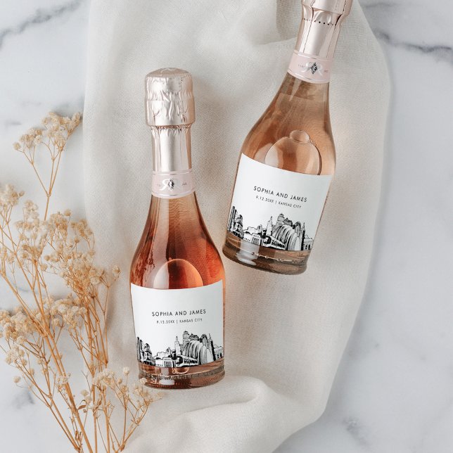 Kansas City Skyline Mini Sparkling Wine Label (Creator Uploaded)