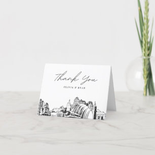 Kansas City Skyline Sketch Blank Thank You Card