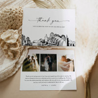 Kansas City Skyline Wedding Photo Thank You Card