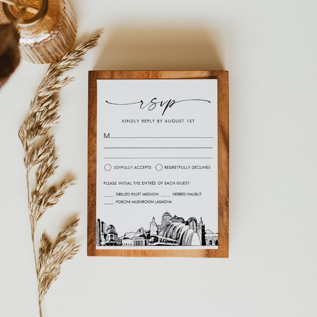 Kansas City Skyline Wedding RSVP Response Card (Creator Uploaded)