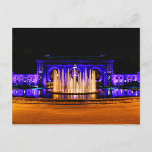 Kansas City Union Station at Night Postcard