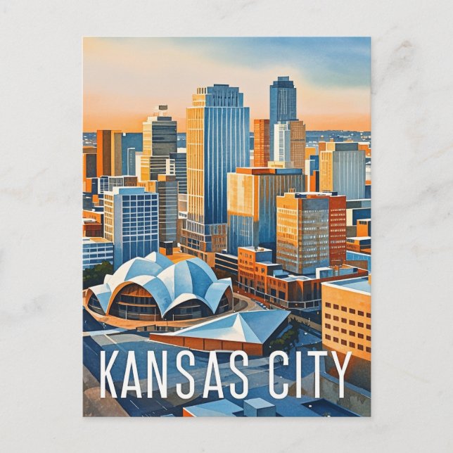 Kansas City Water colour Postcard (Front)
