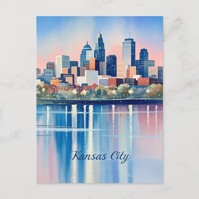 Kansas city watercolor postcard (Front)