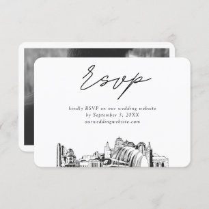 Kansas City Wedding Minimalist Sketch RSVP Enclosure Card