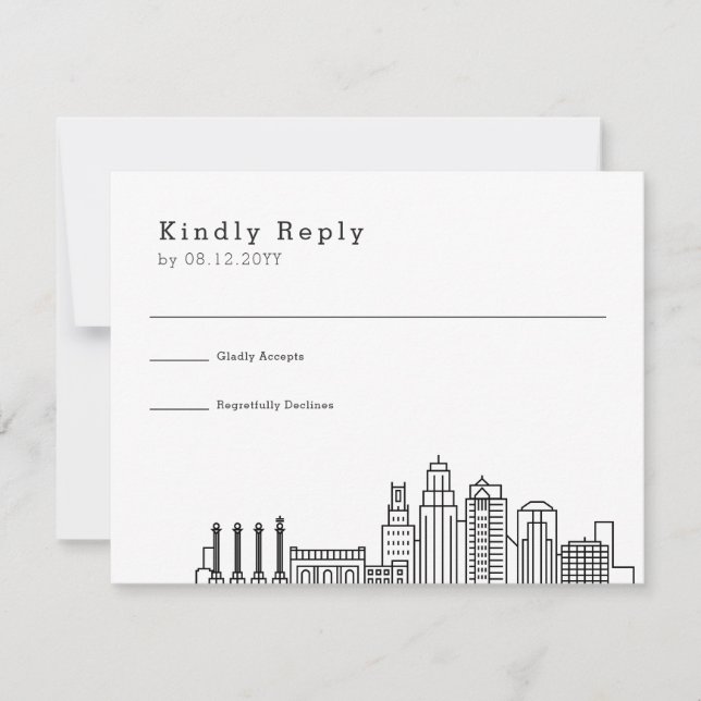 Kansas City Wedding | Stylised Skyline RSVP (Front)