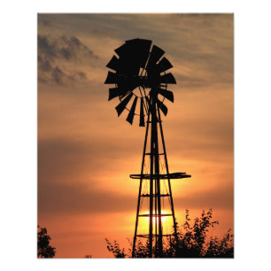 Kansas colourful Sunset with clouds and the Sun Photo Print