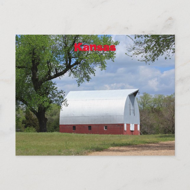 Kansas country Red Barn Postcard (Front)