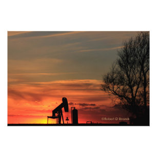 Kansas Country Sunset Silhouette Photo Enlargement Print
