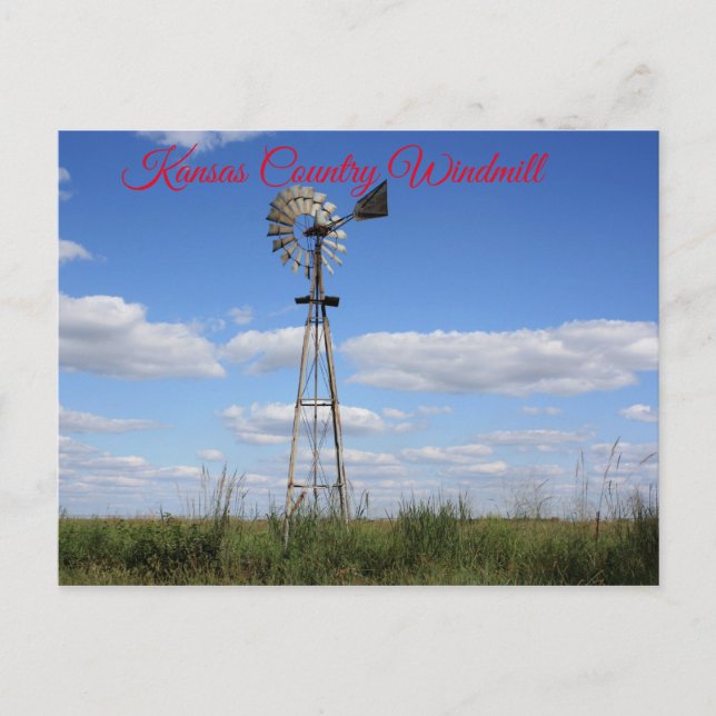 Kansas Country Windmill Post Card (Front)