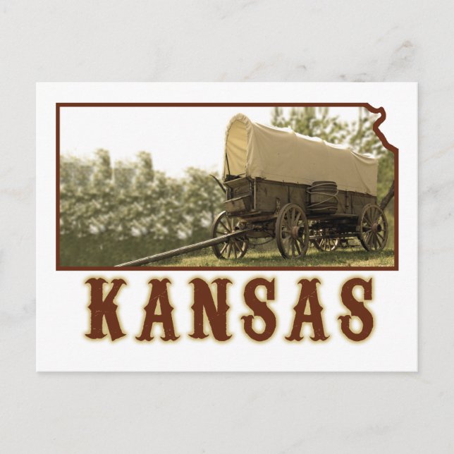 Kansas Covered Wagon Postcard (Front)