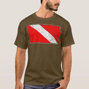 Kansas Dive Flag Scuba Diving State Map Dive Flag  T-Shirt