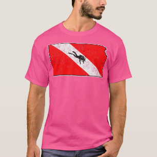 Kansas Dive Flag Scuba Diving State Map Dive Flag  T-Shirt