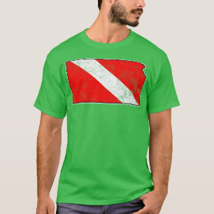 Kansas Dive Flag Scuba Diving State Map Dive Flag  T-Shirt