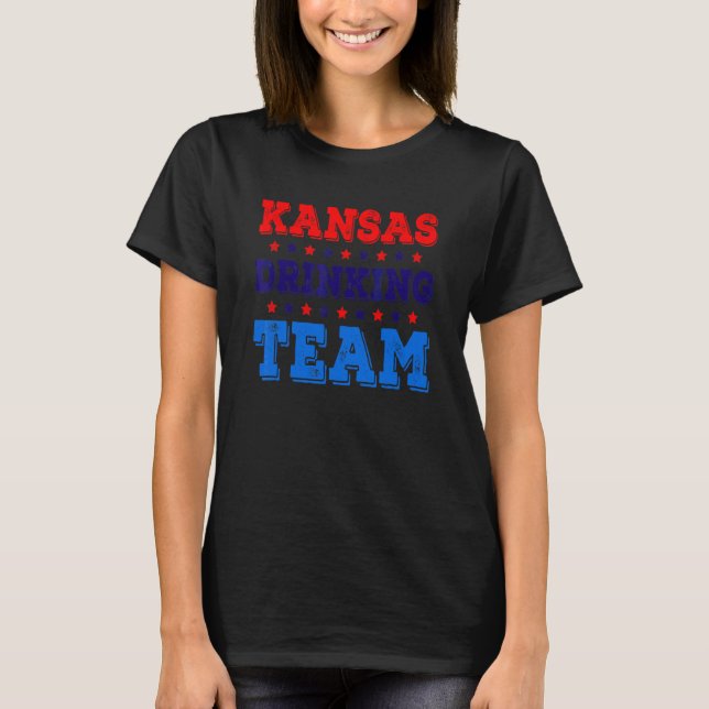 Kansas Drinking Team State Pride  Beer Drinking T-Shirt (Front)