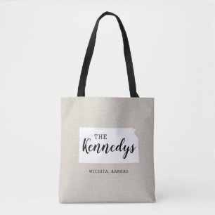 Kansas Family Monogram State Tote Bag