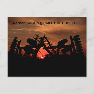 Kansas Farm Equipment Silhouette Post Card