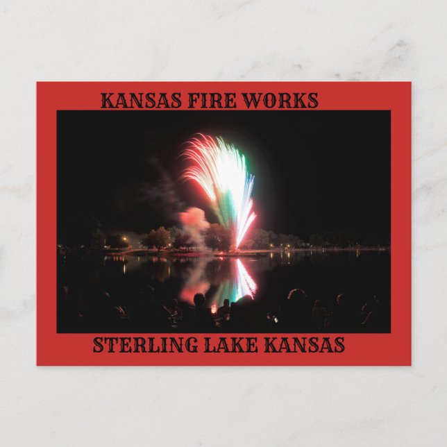 Kansas Fire Works at Night Post Card (Front)