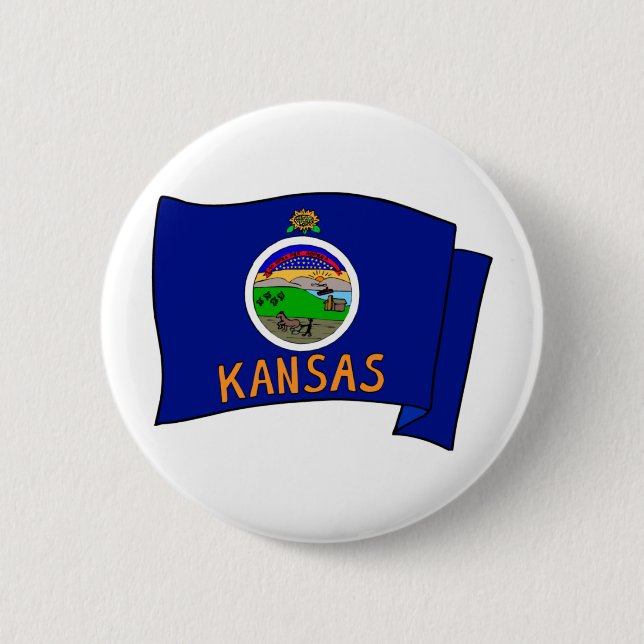Kansas Flag 6 Cm Round Badge (Front)