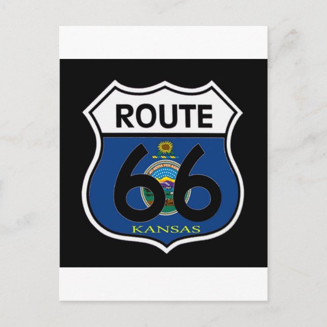 Kansas Flag Route 66 Shield Postcard (Front)