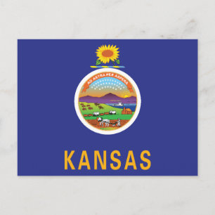 Kansas Flag Sunflower Seal & Ad Astra Souvenir Postcard
