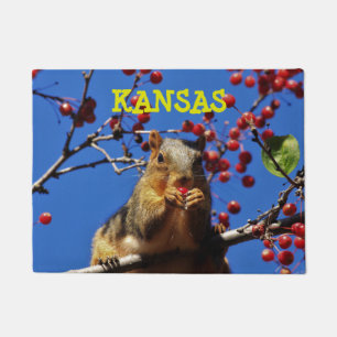 Kansas Fox Tail Squirrel Square Doormat