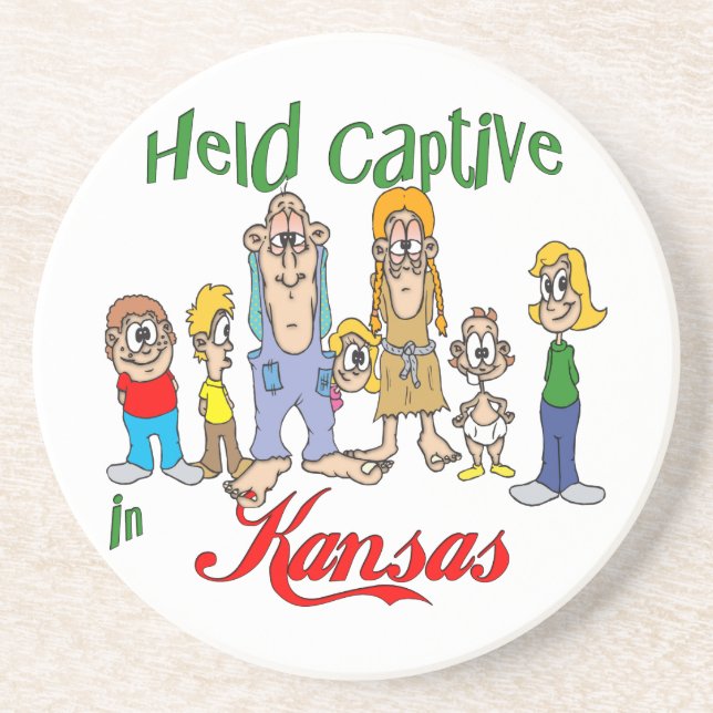 Kansas Funny Trailer Park Sandstone Coaster (Front)