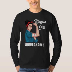 Kansas Girl Unbreakable Kansas State Map Flag Souv T-Shirt