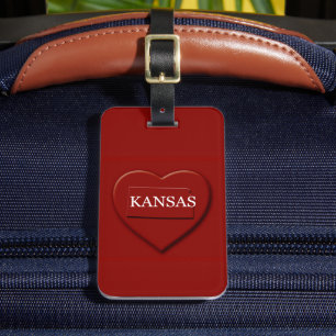 Kansas Heart Map Design Luggage Tag