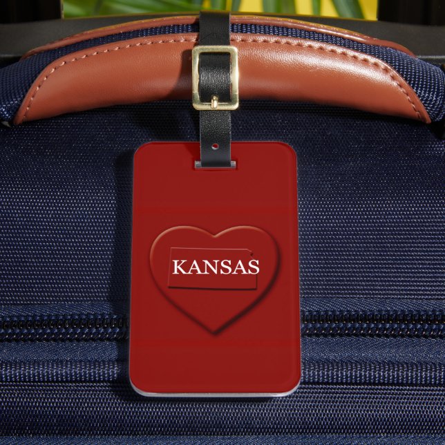 Kansas Heart Map Design  Luggage Tag (Front Insitu 2)